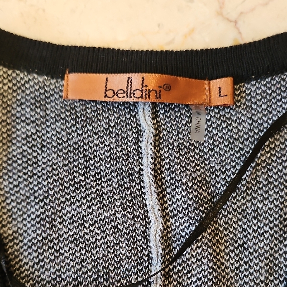 Belldini Gray and Black Belted Poncho Sweater [Size L] - Picture 2 of 7